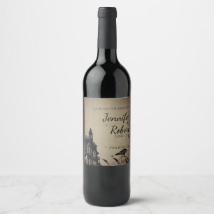 Vintage Gothic House Wedding Wine Label