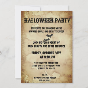 Vintage Gothic Invitation - Spooky Bats & Aged 