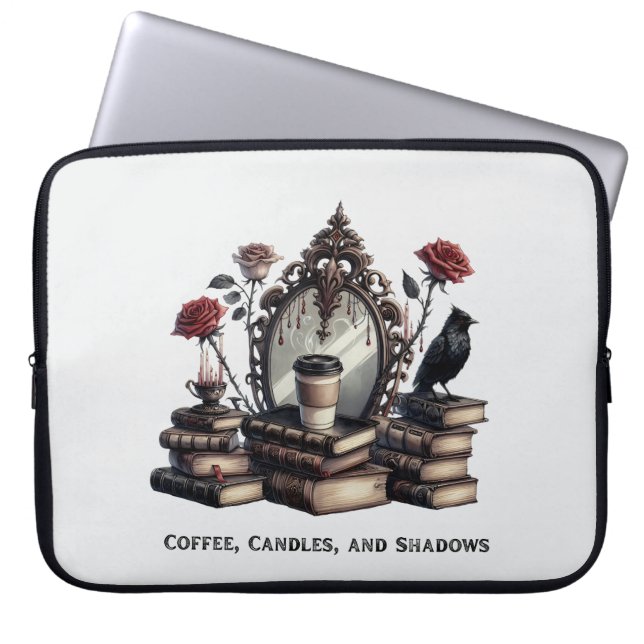 Vintage Gothic Laptop Bag – Stacks of Books (Front)
