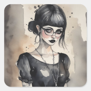 Vintage Gothic LBD Dress Artwork Sticker