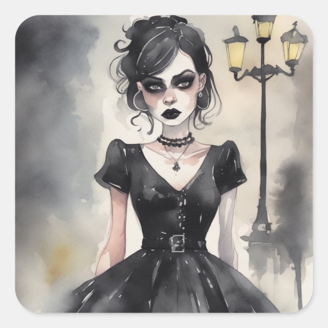 Vintage Gothic LBD Elegance Art Sticker (Front)