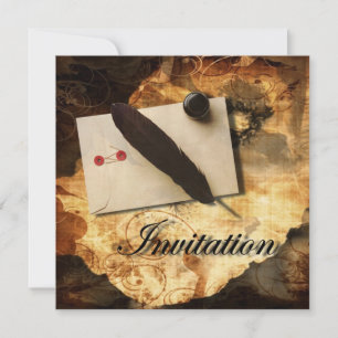 vintage gothic love steampunk wedding invitation