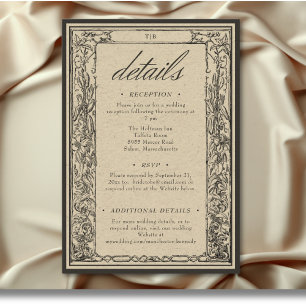 Vintage Gothic Mediaeval Border Wedding Details Enclosure Card