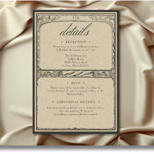 Vintage Gothic Mediaeval Border Wedding Details Enclosure Card