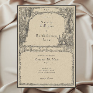 Vintage Gothic Mediaeval Forest Border Wedding Invitation