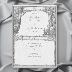 Vintage Gothic Mediaeval Forest Border Wedding Invitation