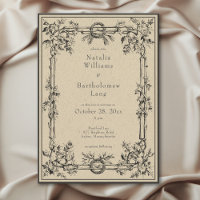 Vintage Gothic Mediaeval Ivy Border Brown Wedding