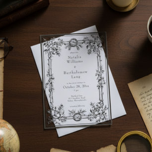 Vintage Gothic Mediaeval Ivy Border Wedding Acrylic Invitations
