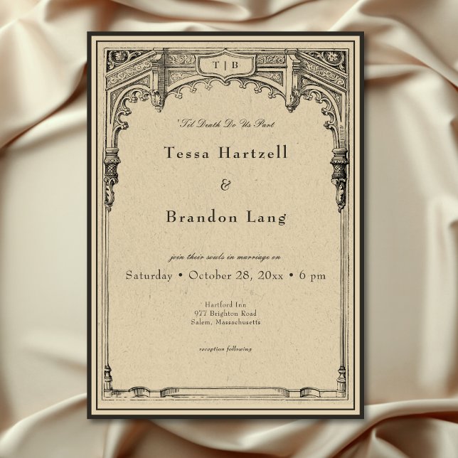 Vintage Gothic Mediaeval Line Border Wedding Invitation (Vintage Gothic Medieval Line Border Wedding Invitation)