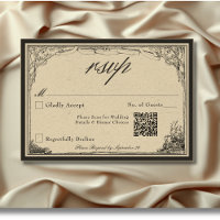 Vintage Gothic Mediaeval Line Border Wedding QR