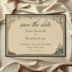 Vintage Gothic Mediaeval Line Border Wedding Save The Date
