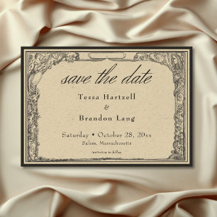 Vintage Gothic Mediaeval Line Border Wedding Save The Date