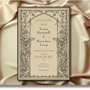 Vintage Gothic Mediaeval Vine Arch Border Wedding Invitation