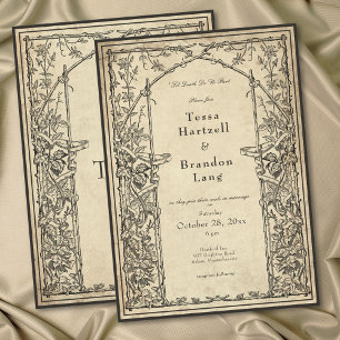 Vintage Gothic Mediaeval Vine Parchment Wedding Invitation