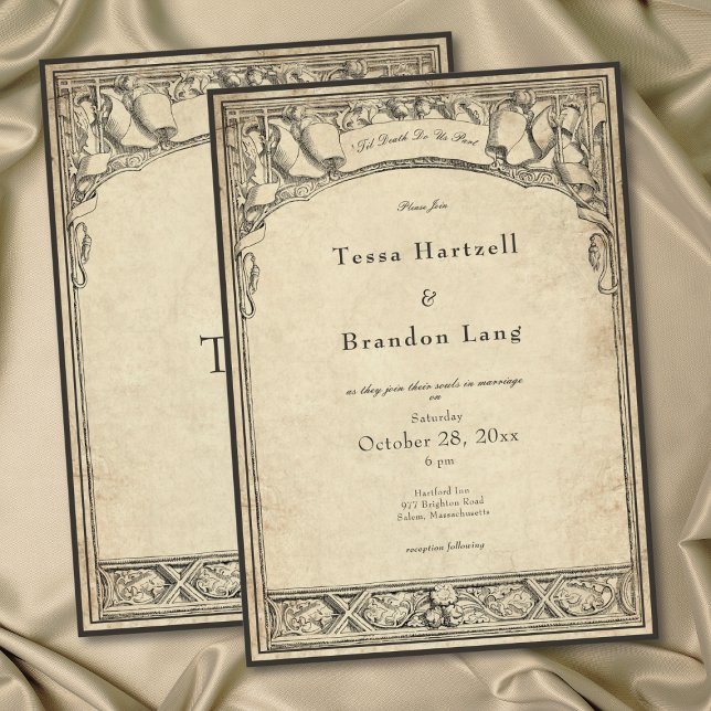 Vintage Gothic Medieval Arch Parchment Wedding Invitation (Vintage Gothic Medieval Arch Parchment Wedding Invitation)