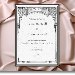 Vintage Gothic Medieval Line Border Wedding Invitation