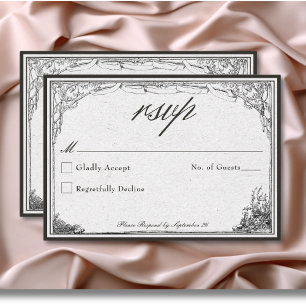 Vintage Gothic Medieval Line Border Wedding RSVP Card