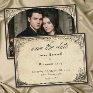 Vintage Gothic Medieval Parchment Wedding Photo Save The Date