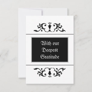 Vintage Gothic Ornament Black and White Wedding  Thank You Card