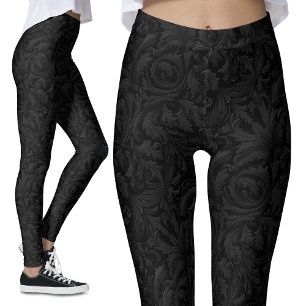 Vintage Gothic Pattern Leggings - Gothic Nostalgia