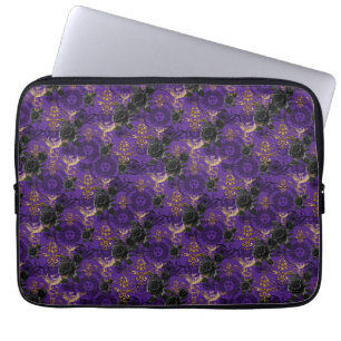 Vintage Gothic Phoenix and Roses Purple Pattern Laptop Sleeve