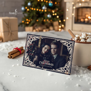 Vintage Gothic Photo Flat Holiday Card