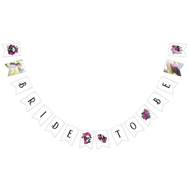 Vintage Gothic Pink Rose Skeleton Bridal Shower Bunting (All)