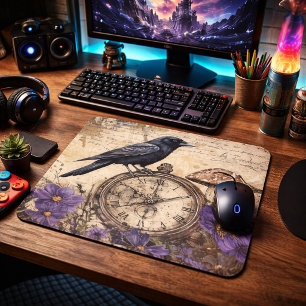 Vintage Gothic Raven Mouse Mat