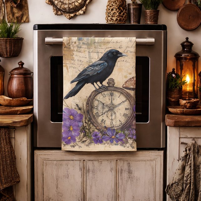 Vintage Gothic Raven Tea Towel (Creator Uploaded)