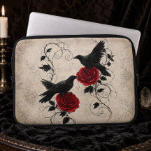 Vintage Gothic Ravens Crimson Roses