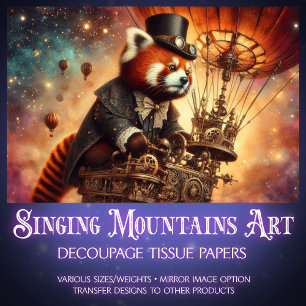 Vintage Gothic Red Panda Dreamy Decoupage Tissue Paper