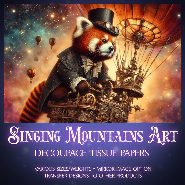 Vintage Gothic Red Panda Dreamy Decoupage  Tissue Paper (Creator Uploaded)
