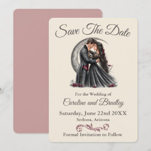 Vintage Gothic Romance Crescent Moon Elegance Save The Date