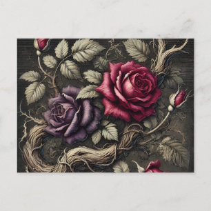Vintage Gothic Roses Postcard Elegant Floral Art