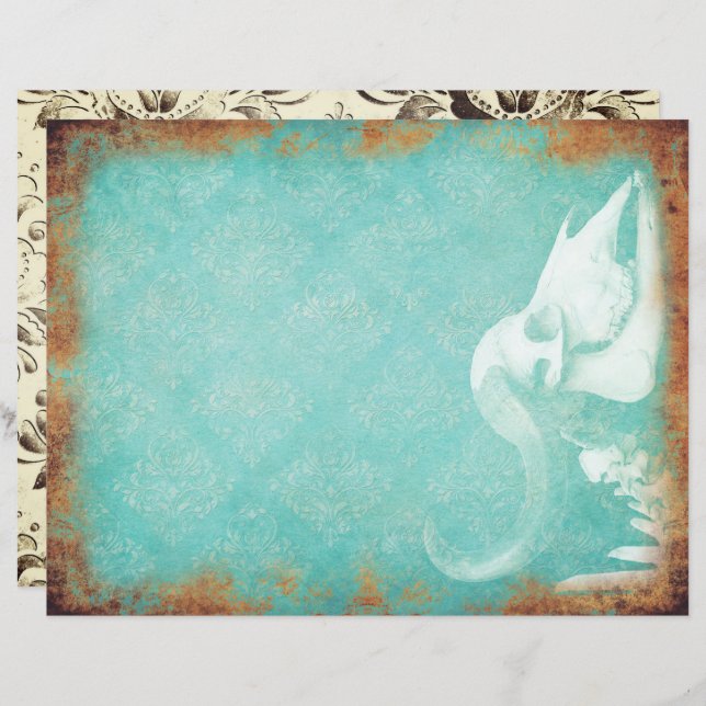 Vintage gothic scrapbook paper (Front/Back)