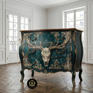 Vintage Gothic Skeleton Deer Skull Decoupage  Tissue Paper