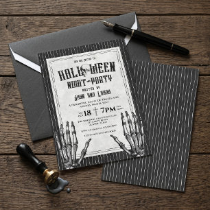 Vintage Gothic Skeleton Halloween Night Party Invi Invitation