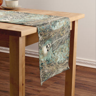 Vintage Gothic Skeleton Halloween Short Table Runner