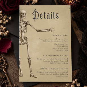 Vintage Gothic Skeleton Halloween Wedding Enclosure Card