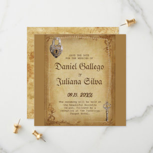 Vintage Gothic Skeleton Key wedding Save The Date