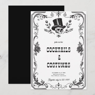 Vintage Gothic Skull Halloween Party Invitation