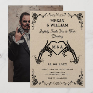 Vintage Gothic skull heart wedding Invitation