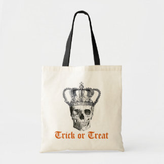 Vintage Gothic Skull with Crown Trick or Treat Bag