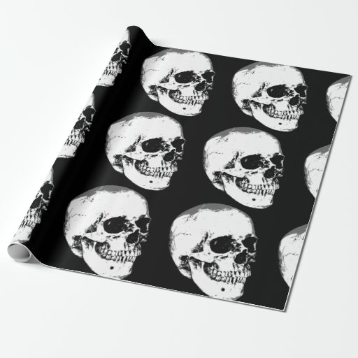 Image of Vintage Gothic Skull Wrapping Paper