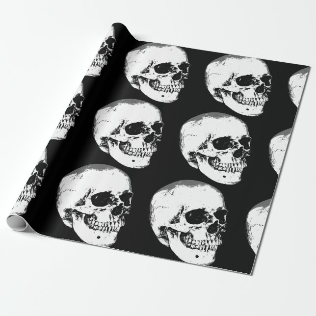 Vintage Gothic Skull Wrapping Paper (Unrolled)