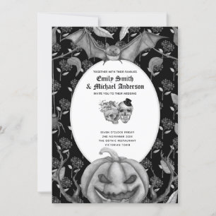 Vintage Gothic Skulls Halloween Goth Invitation