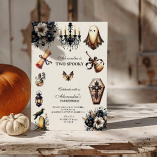 Vintage Gothic Spooky 2nd Birthday Halloween Invitation