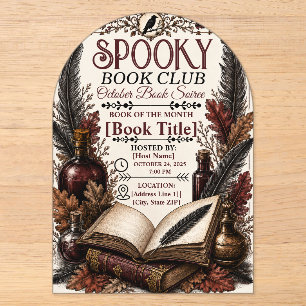 Vintage Gothic Spooky Book Club Halloween Acrylic Invitations
