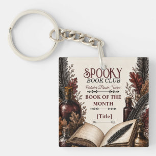 Vintage Gothic Spooky Book Club Halloween Key Ring
