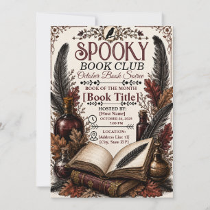 Vintage Gothic Spooky Book Club Halloween Save The Date